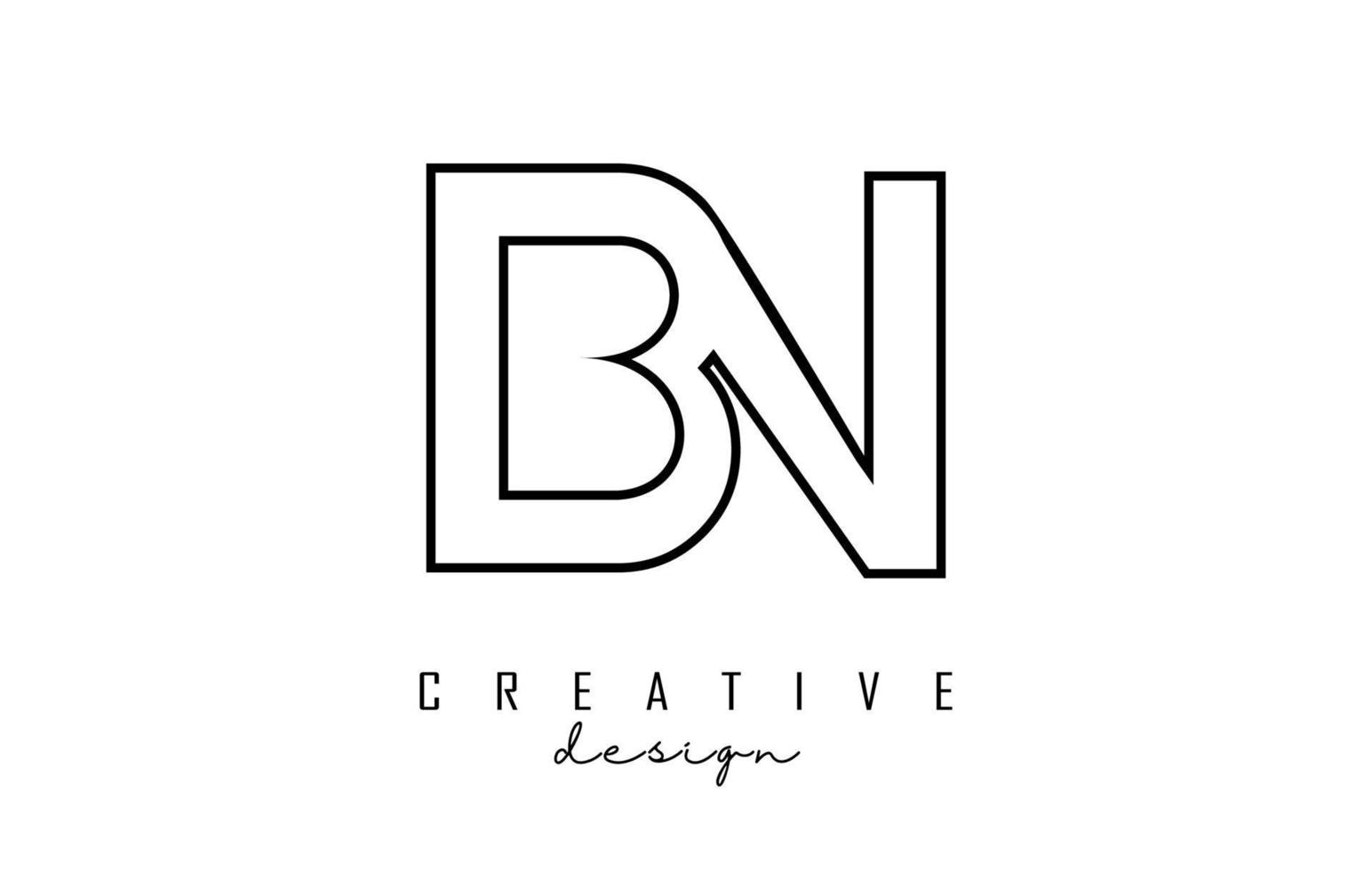 logo con lettere bn di contorno con un design minimalista. logo della lettera geometrica. vettore