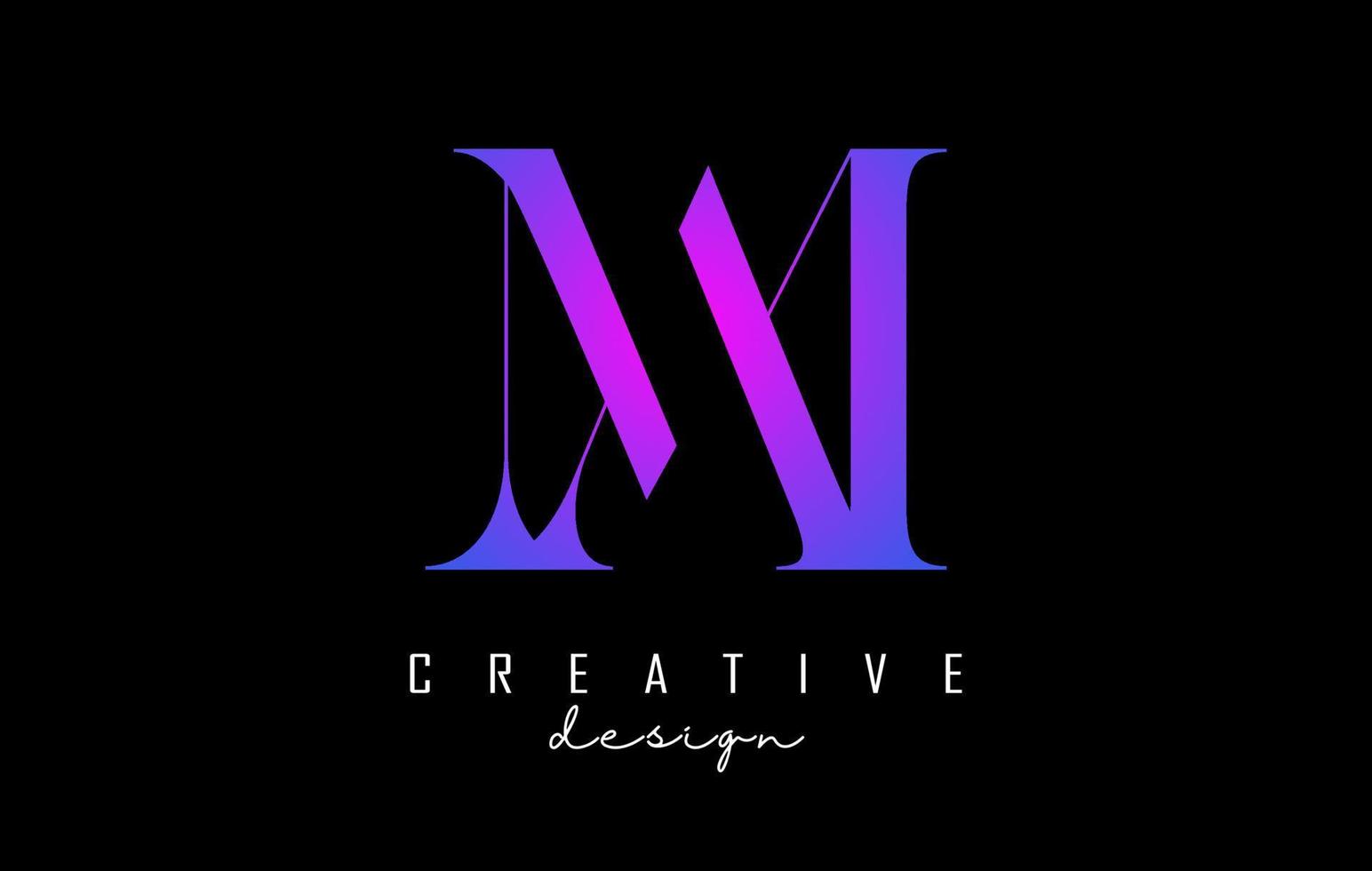 colorato rosa e blu am lettere design logo logotipo concetto con carattere serif e stile elegante illustrazione vettoriale. vettore