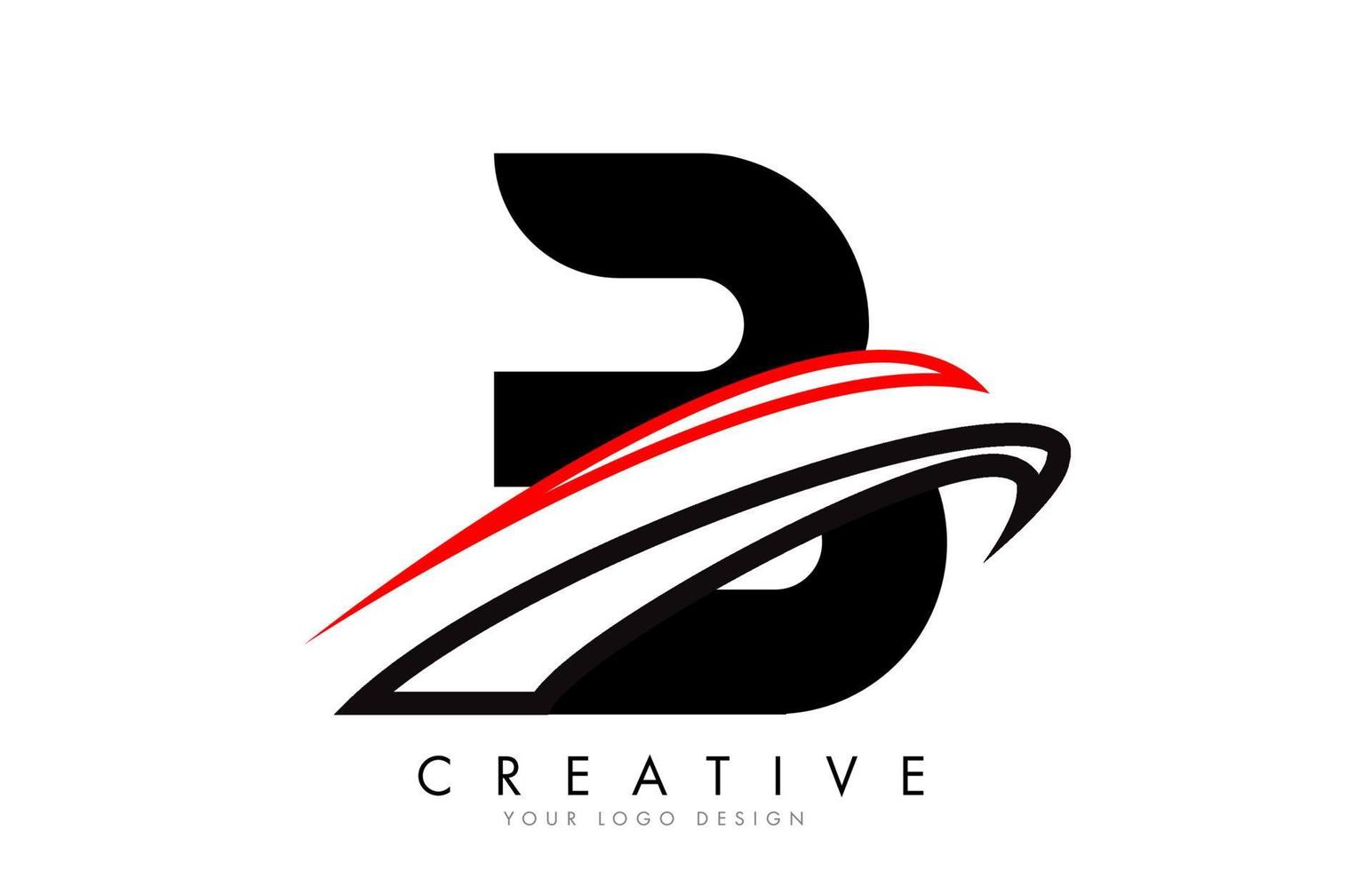 logo della lettera b con design ornati monogramma nero e rosso. vettore