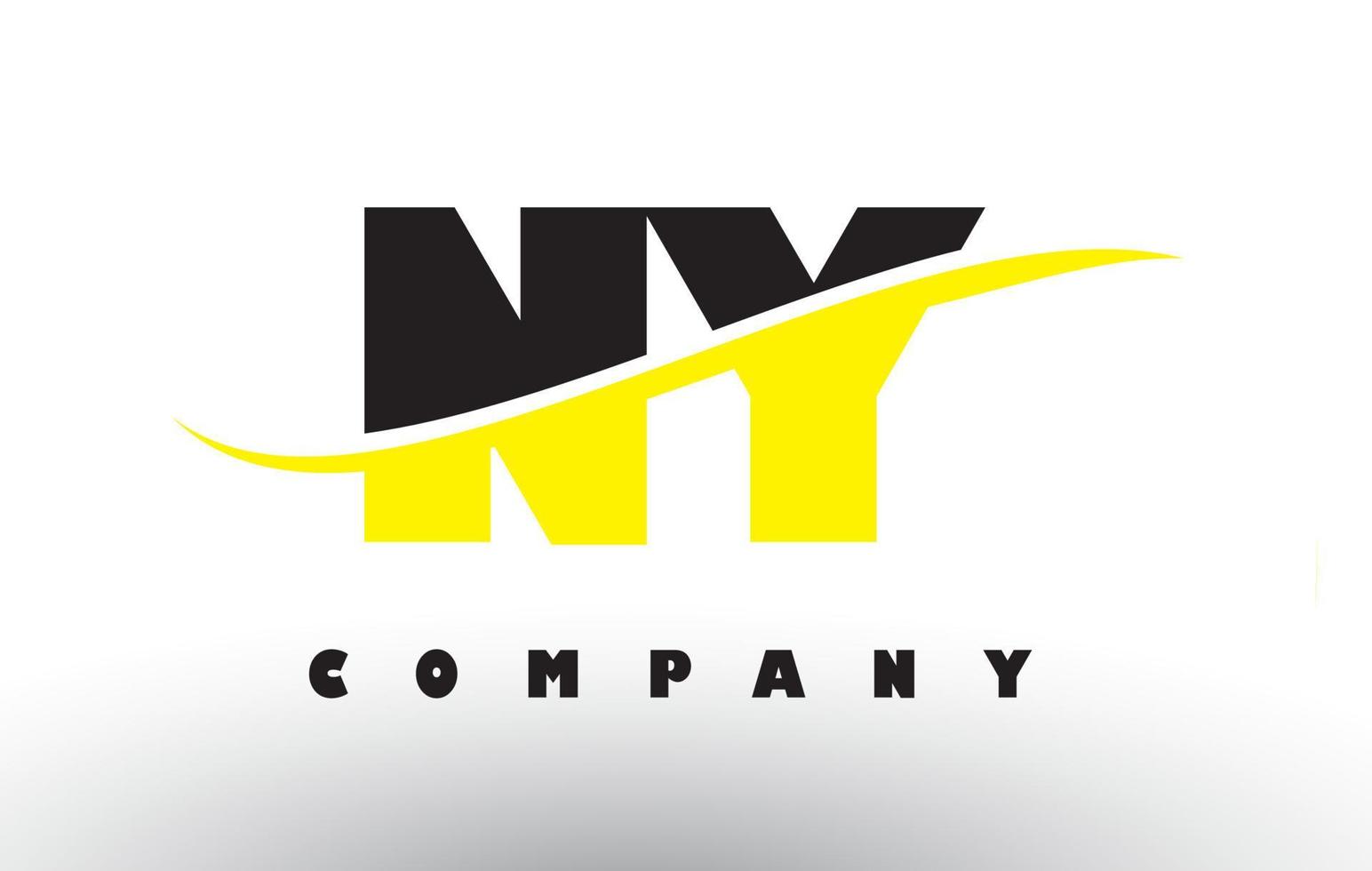 ny ny logo lettera nero e giallo con swoosh. vettore