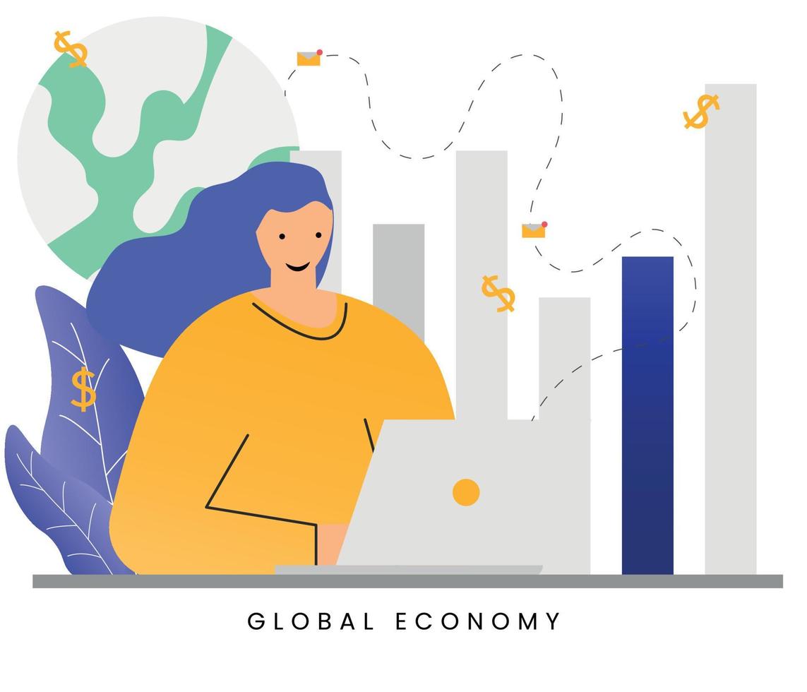 illustrazione vettoriale concetto globale di finanza ed economia