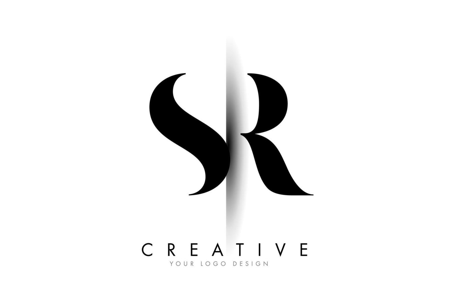 logo della lettera sr sr con design creativo del taglio dell'ombra. vettore