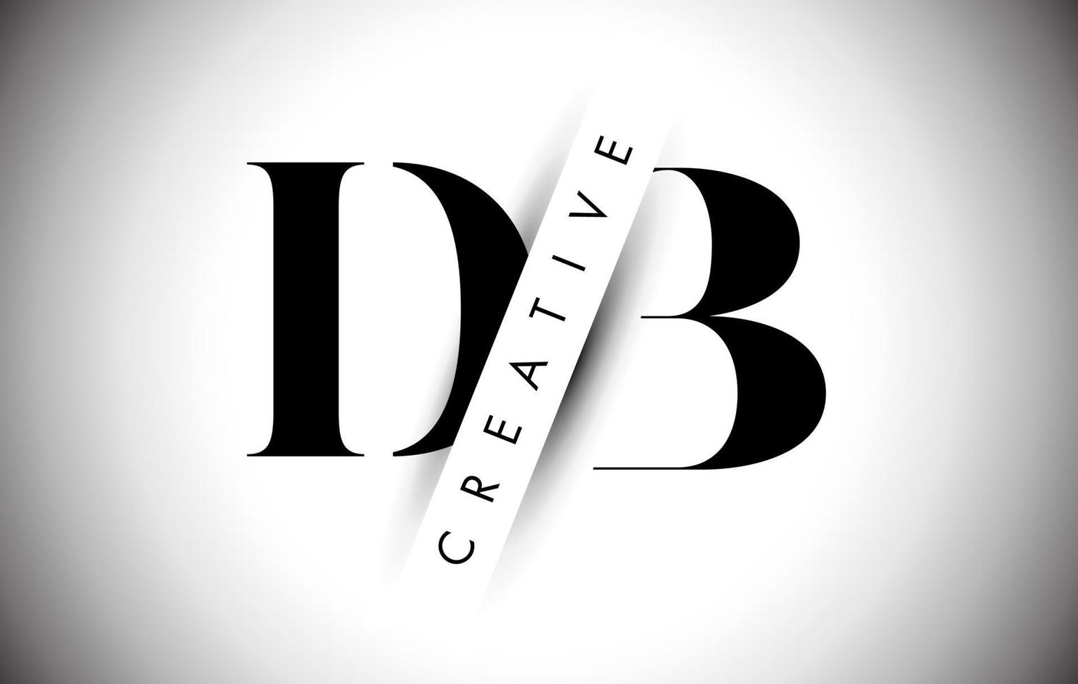 logo della lettera db db con taglio dell'ombra creativo e design del testo sovrapposto. vettore