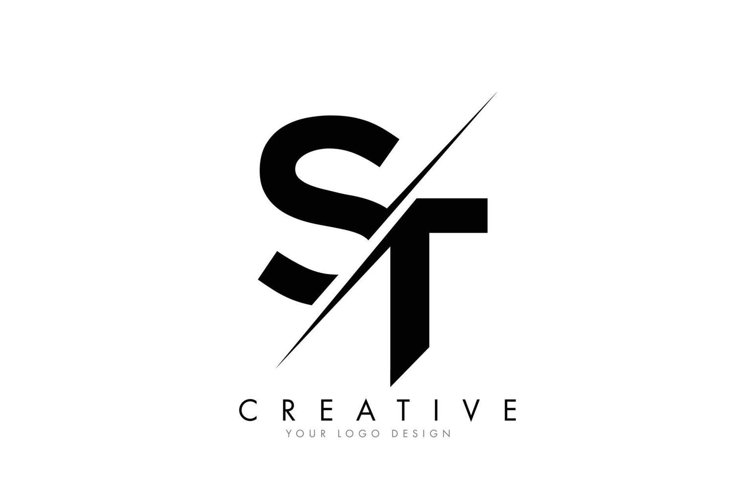 design del logo st st letter con un taglio creativo. vettore