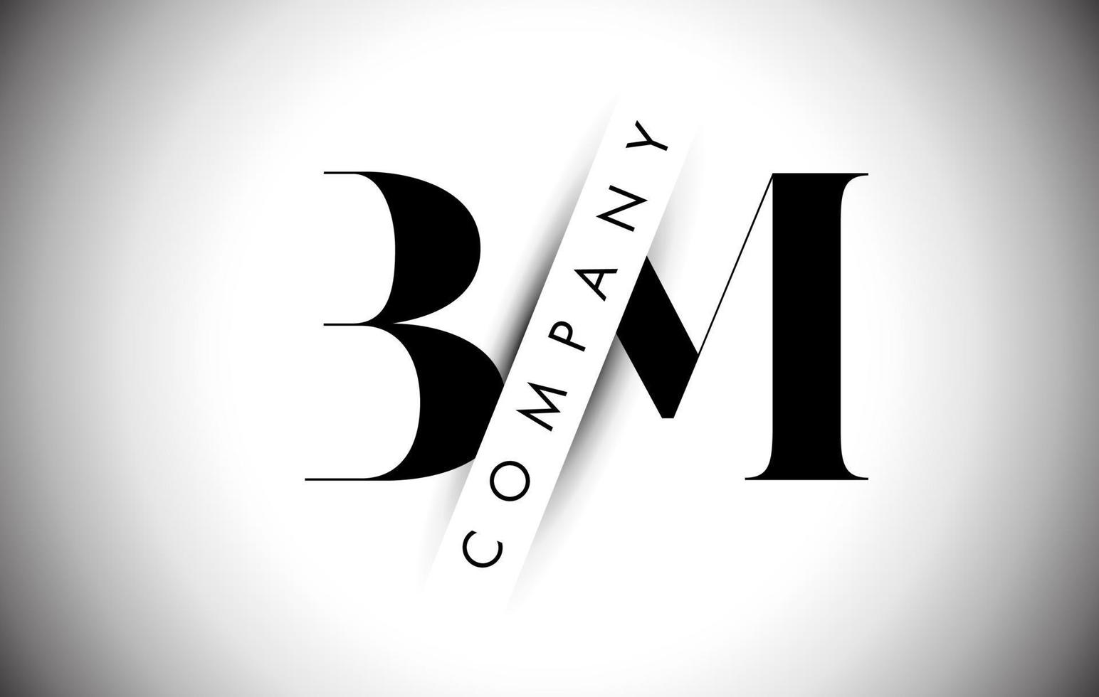 logo della lettera bm bm con taglio dell'ombra creativo e design del testo sovrapposto. vettore
