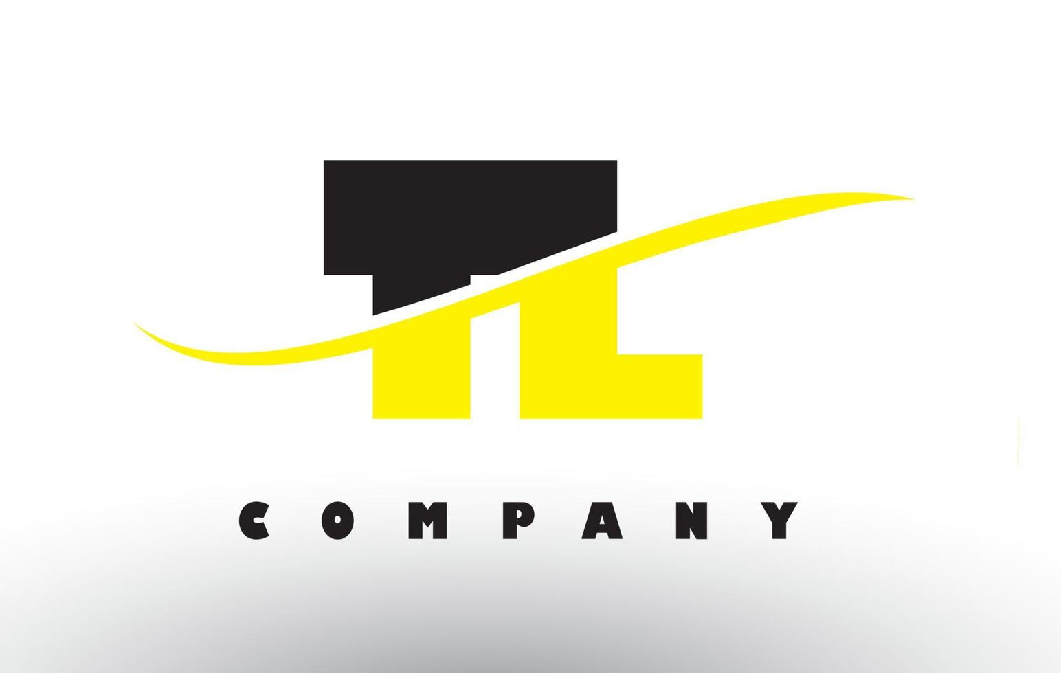 tl tl logo lettera nero e giallo con swoosh. vettore