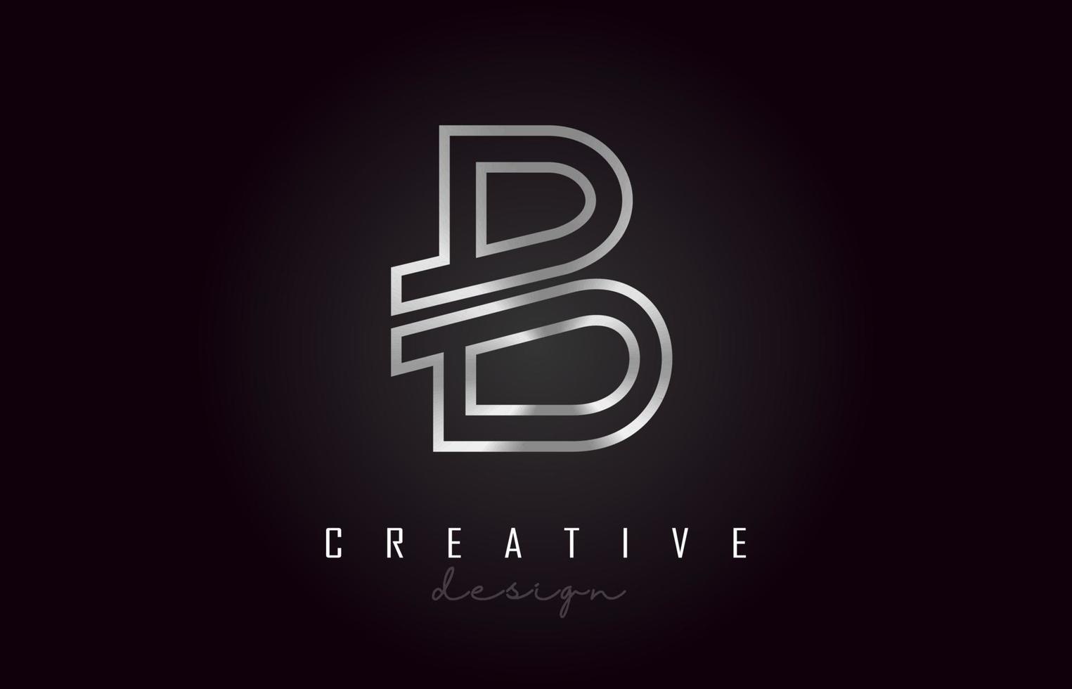b argento lettera logo monogramma disegno vettoriale. icona creativa lettera b in metallo argentato vettore