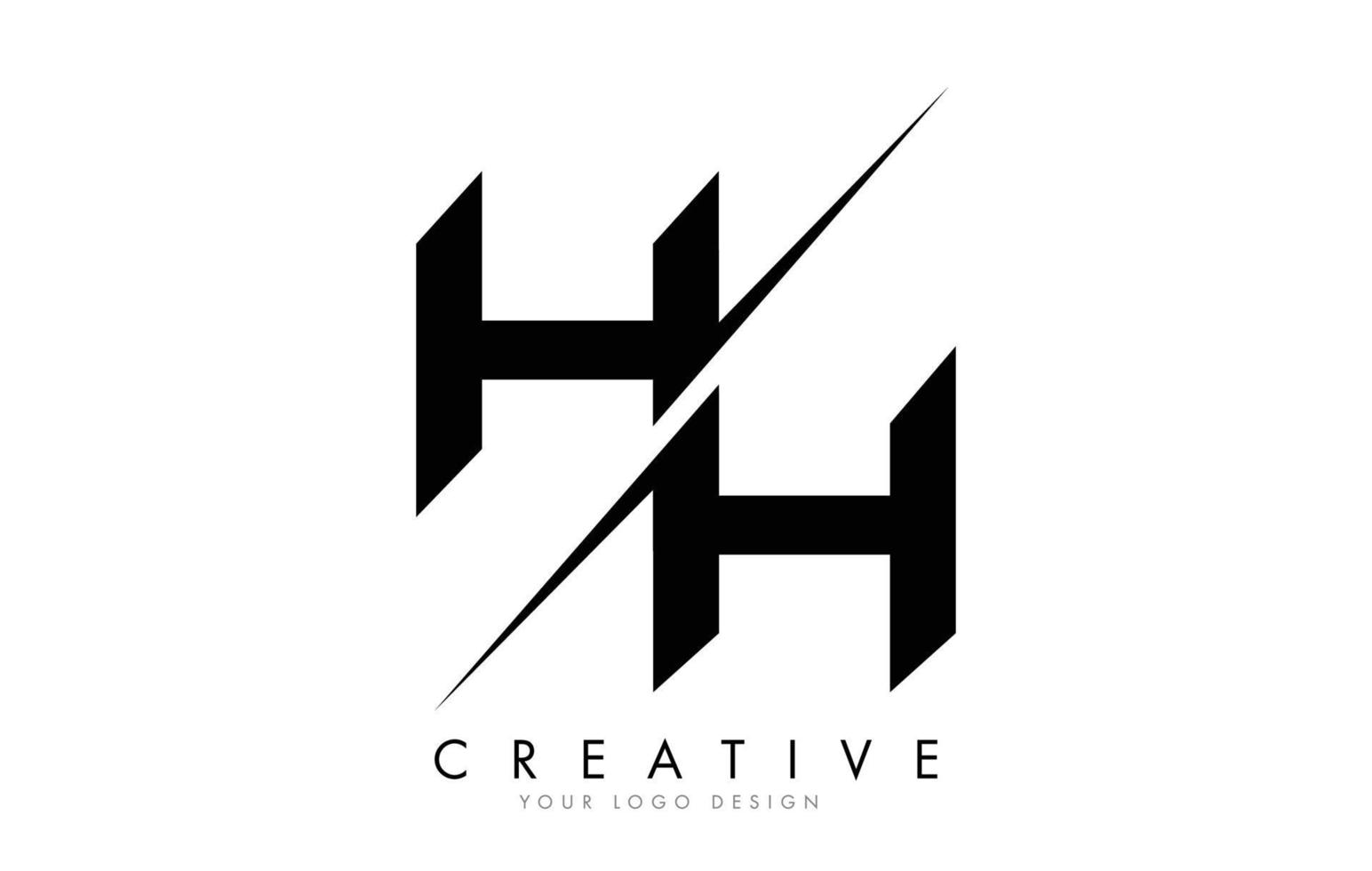 hh hh lettera logo design con un taglio creativo. vettore