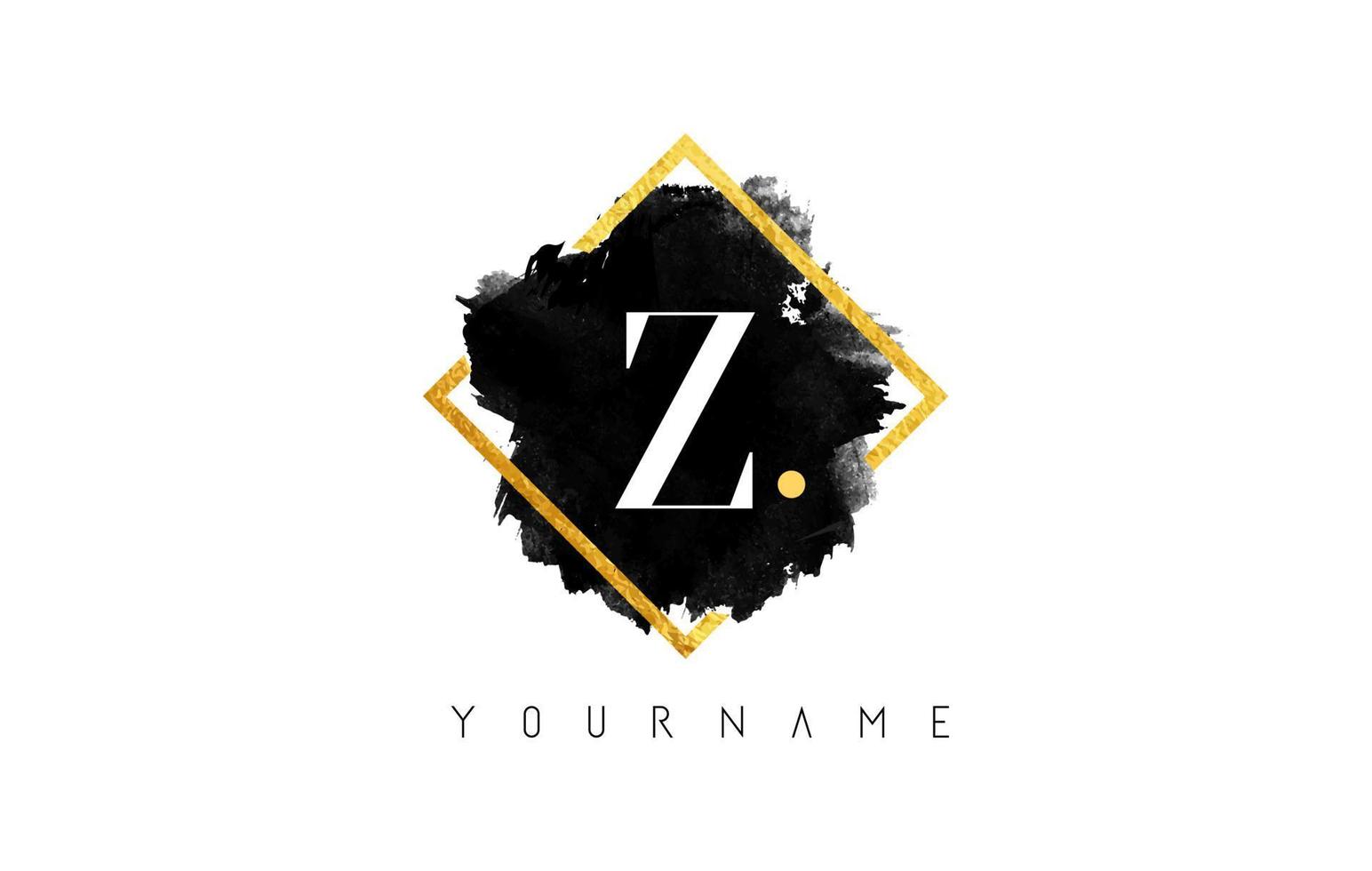 z lettera logo design con tratto nero e cornice dorata. vettore