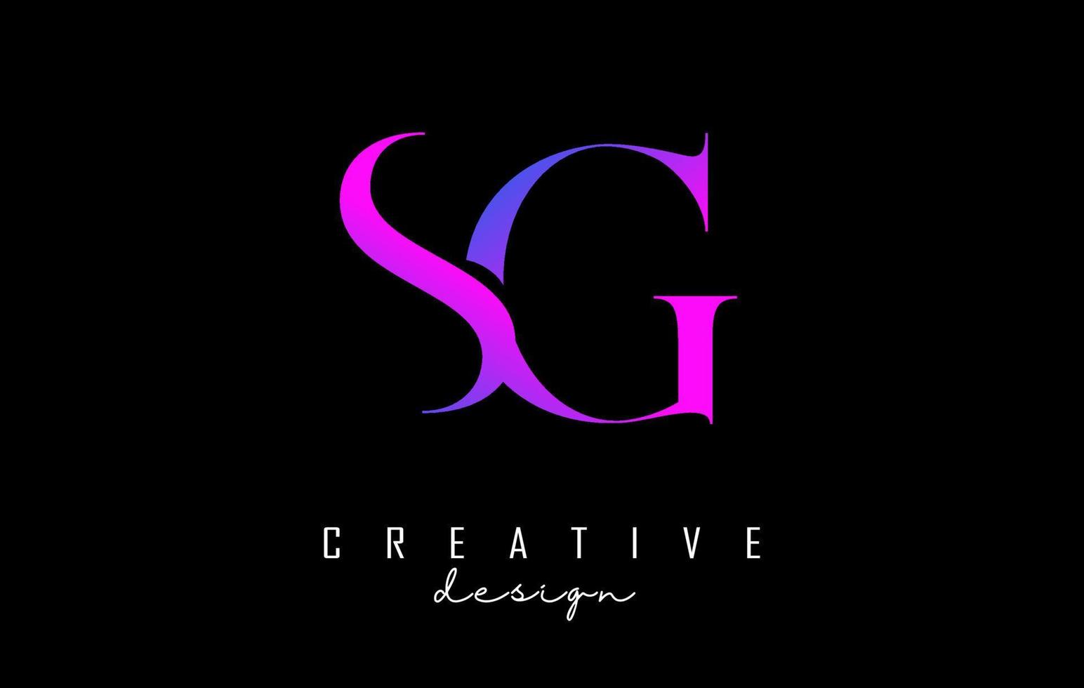 colorato rosa e blu sg sg lettere design logo logotipo concetto con carattere serif e illustrazione vettoriale stile elegante.