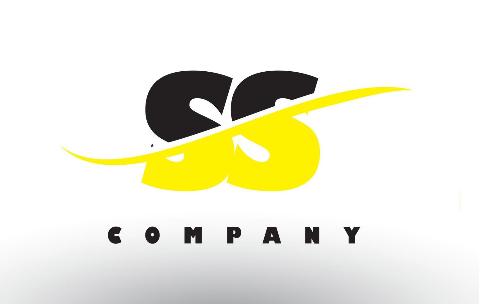 ss ss logo lettera nero e giallo con swoosh. vettore