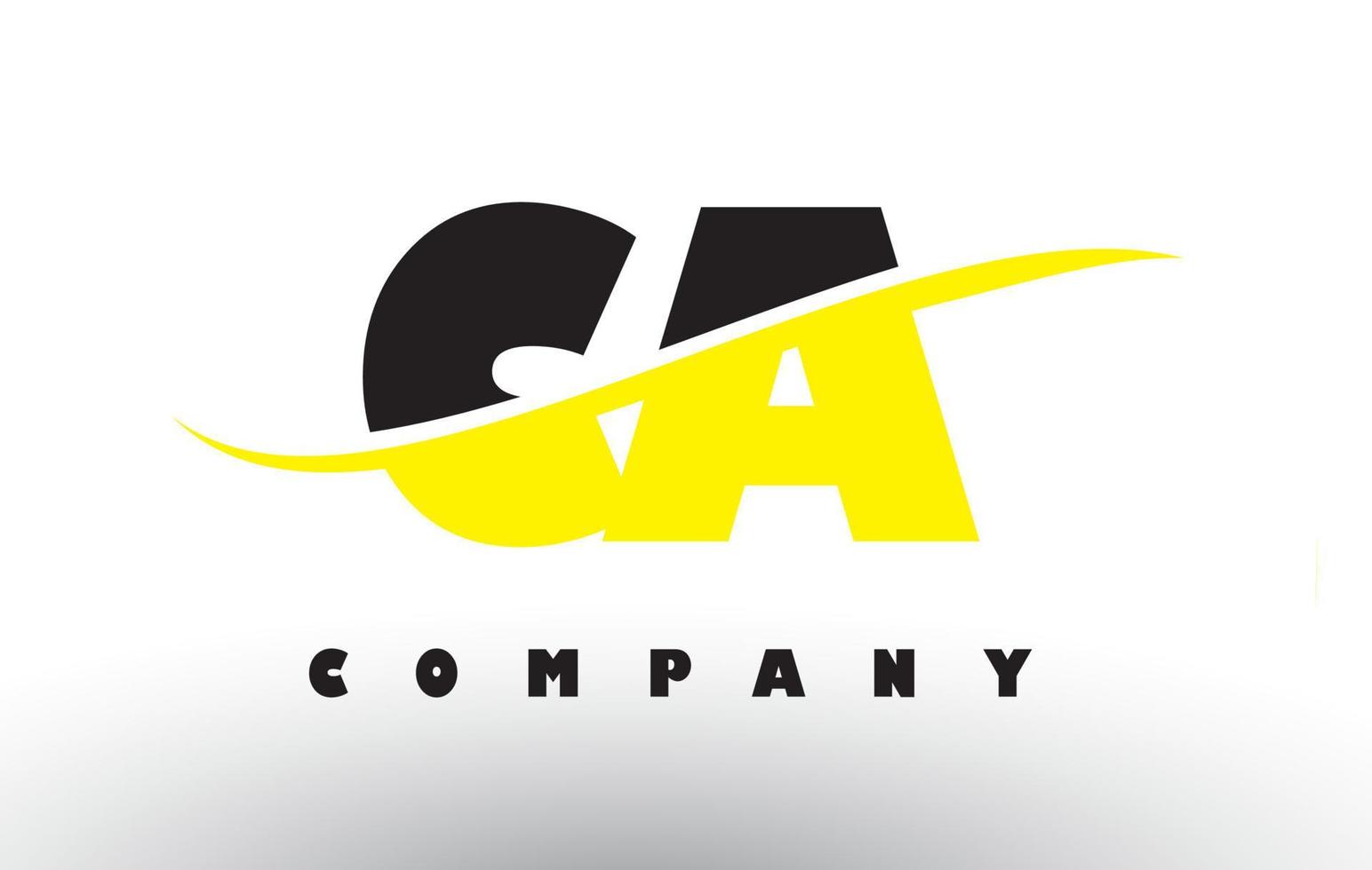 ca ca logo lettera nero e giallo con swoosh. vettore