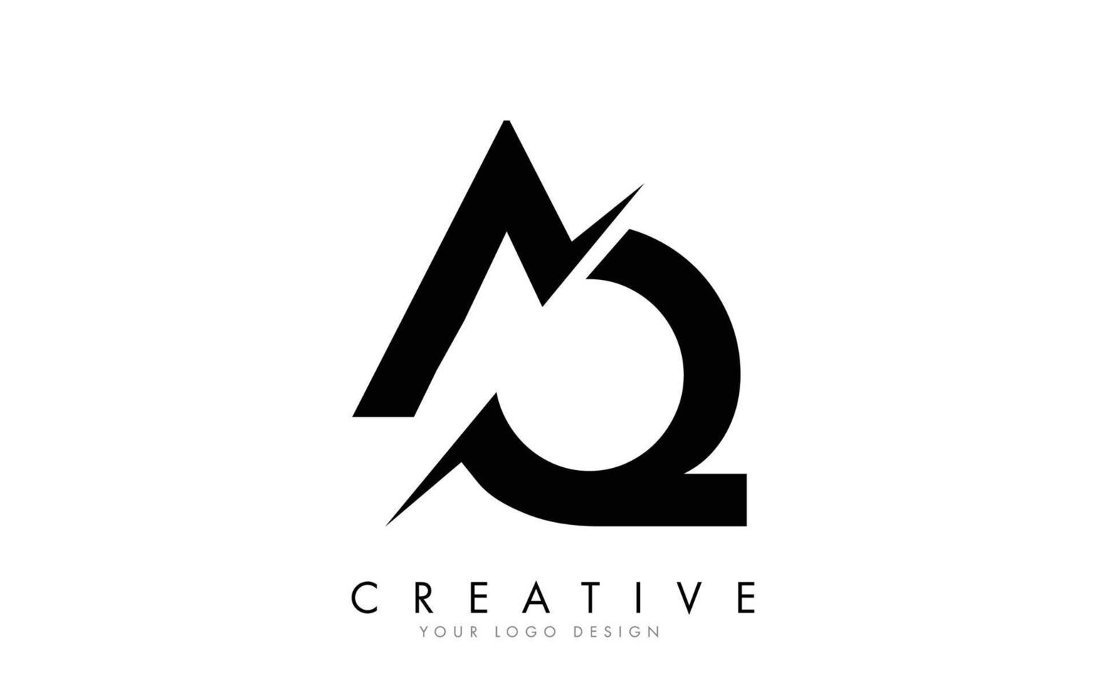 design del logo della lettera aq aq con un taglio creativo. vettore