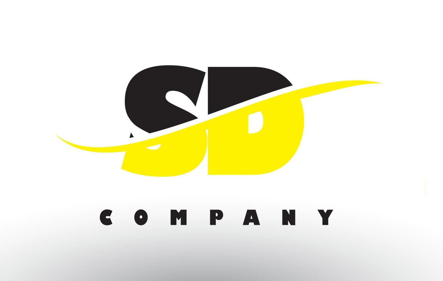 sd sd logo lettera nero e giallo con swoosh. vettore