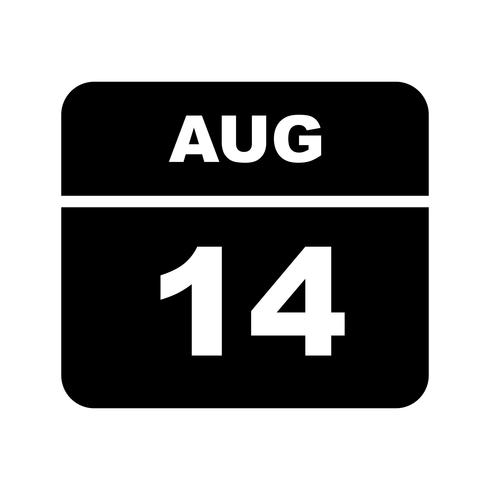 14 agosto Data su un calendario per un solo giorno vettore