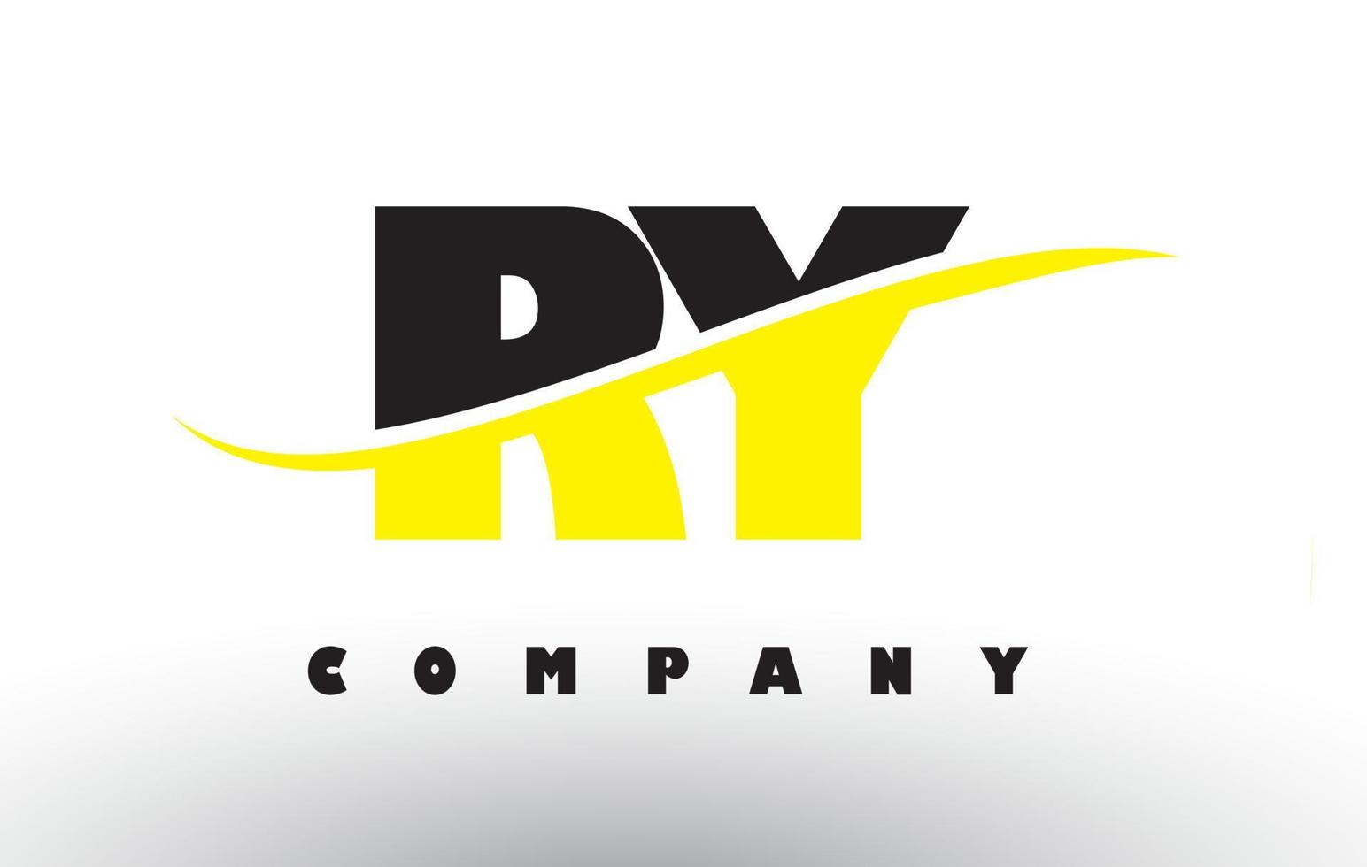 logo lettera ry ry nero e giallo con swoosh. vettore