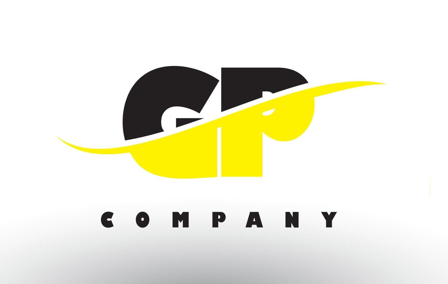 gp gp logo lettera nero e giallo con swoosh. vettore