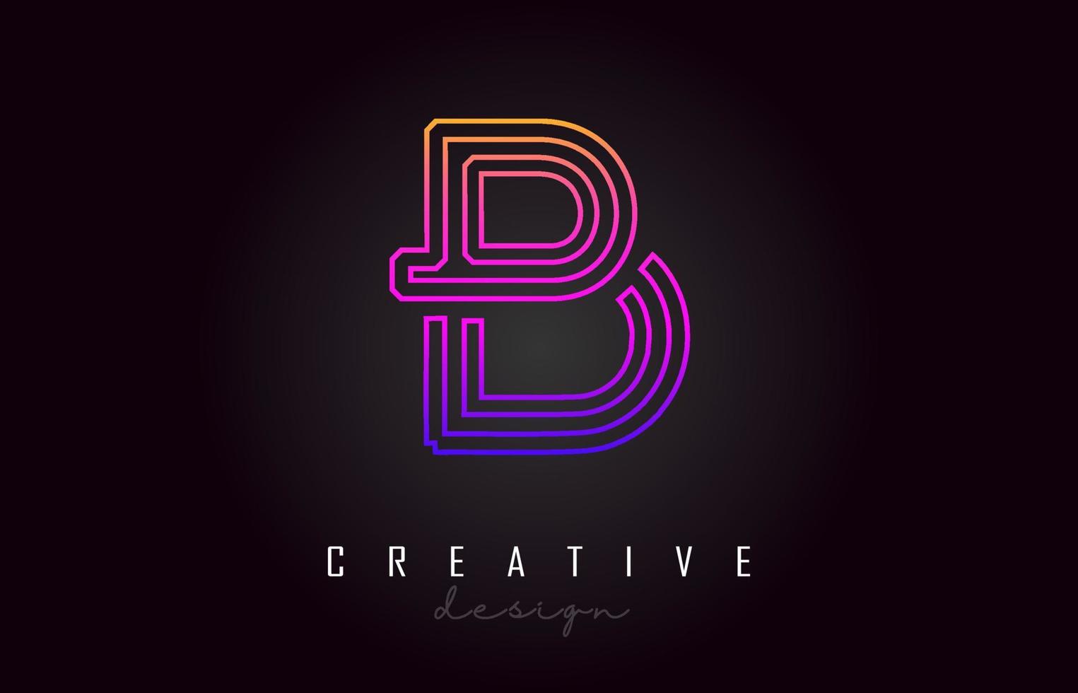 b viola lettera logo monogramma disegno vettoriale. icona creativa lettera b vibrante vettore