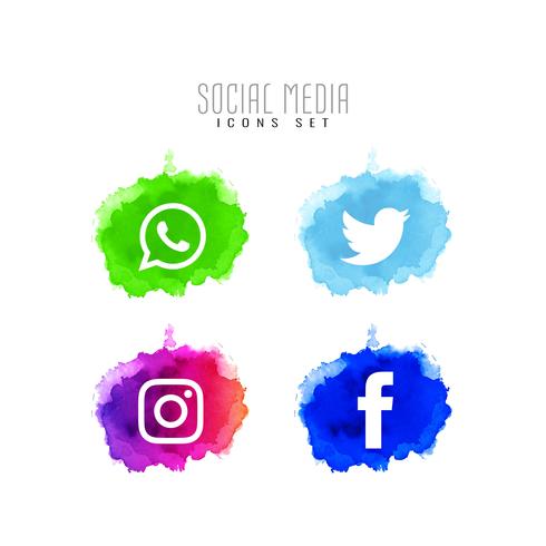 Set di icone di social media decorativo astratto vettore