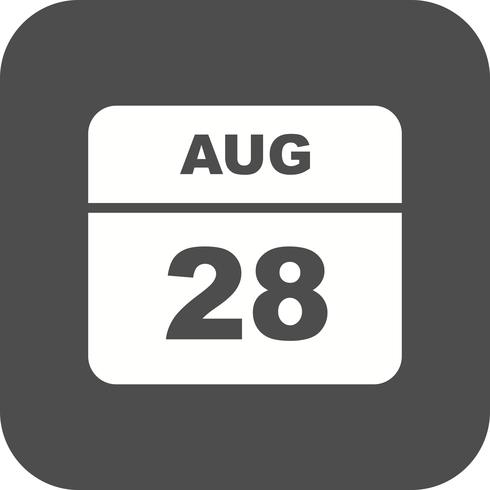 28 agosto Data su un calendario per un solo giorno vettore