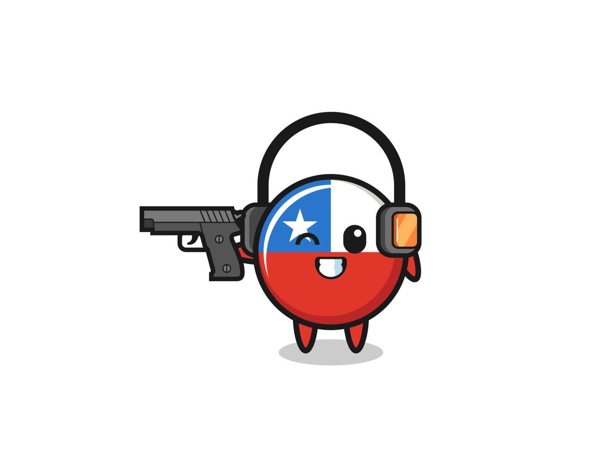 illustrazione del fumetto della bandiera del Cile che fa il poligono di tiro vettore