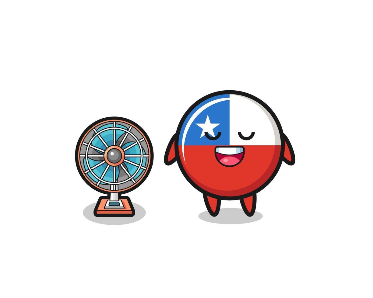 la simpatica bandiera del Cile è in piedi di fronte al ventilatore vettore