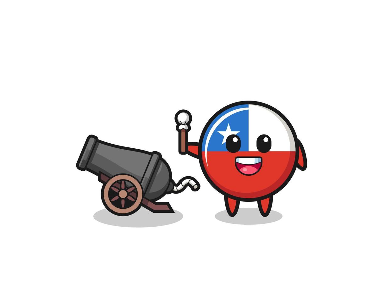 simpatico tiro con la bandiera del Cile usando il cannone vettore