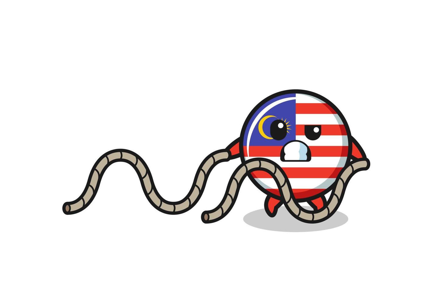 illustrazione della bandiera della Malesia che fa allenamento con la corda da battaglia vettore