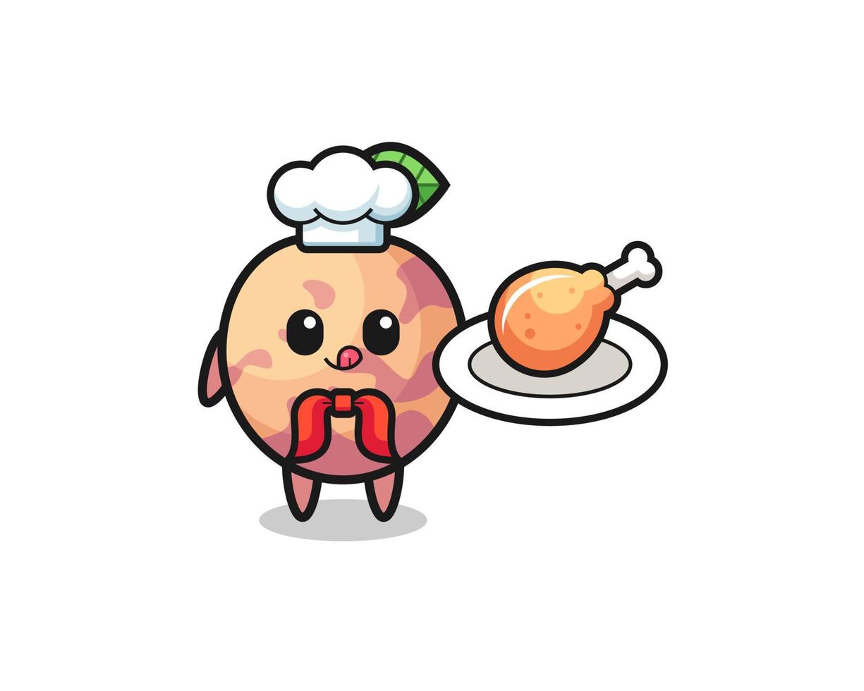 pluot frutta pollo fritto chef personaggio dei cartoni animati vettore