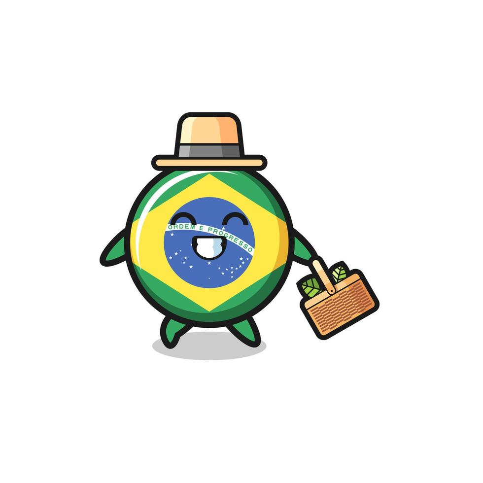 bandiera brasile personaggio erborista alla ricerca di un erboristeria vettore