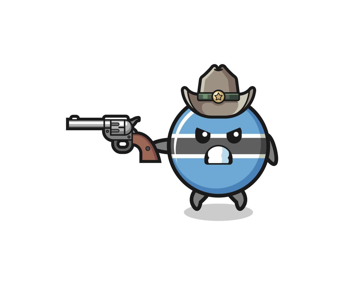 il cowboy della bandiera del botswana spara con una pistola vettore