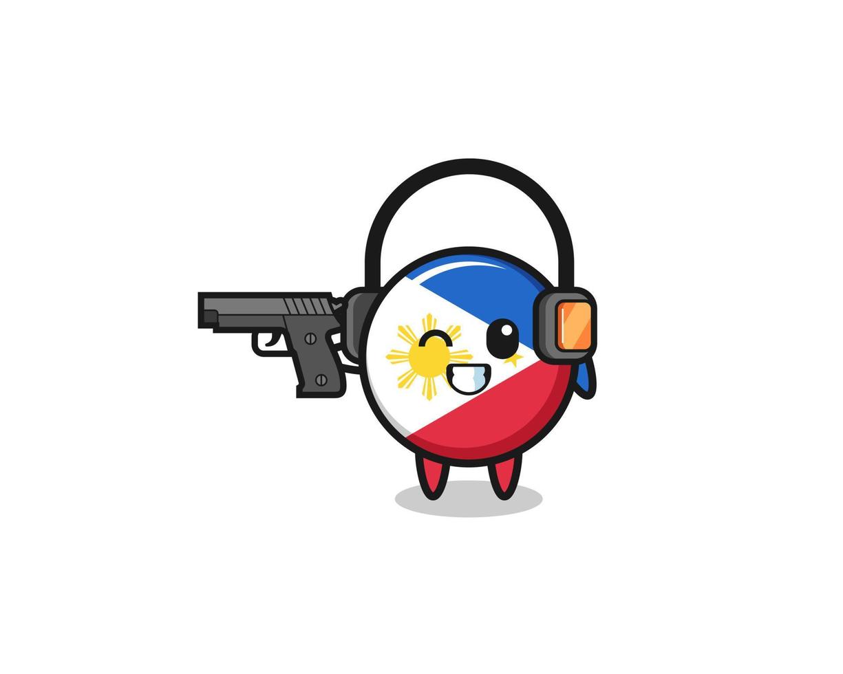 illustrazione del fumetto della bandiera delle Filippine che fa il poligono di tiro vettore