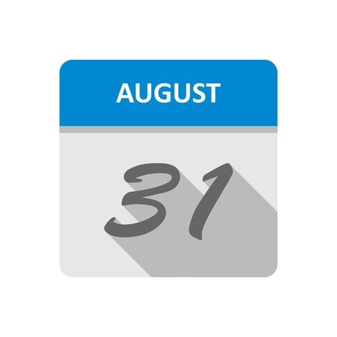 31 agosto Data in un giorno unico calendario vettore