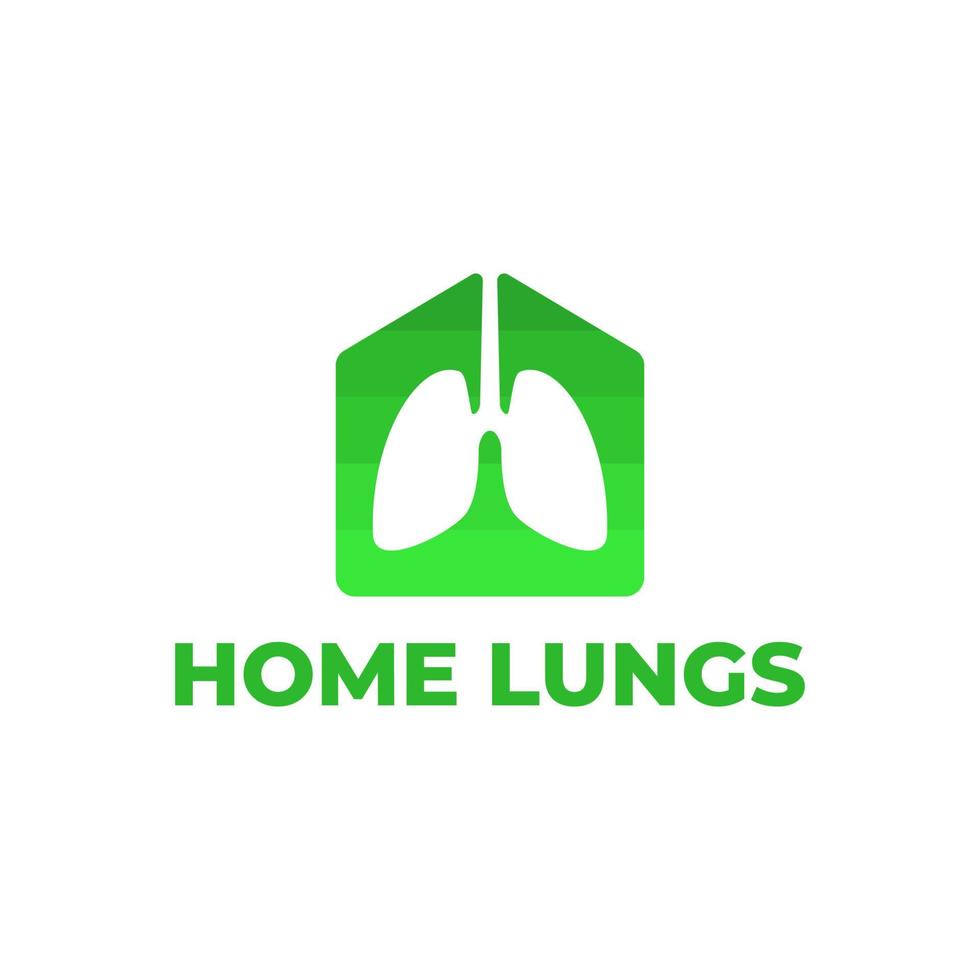 modello di logo del luogo di consultazione polmonare con la forma dei polmoni all'interno della casa vettore