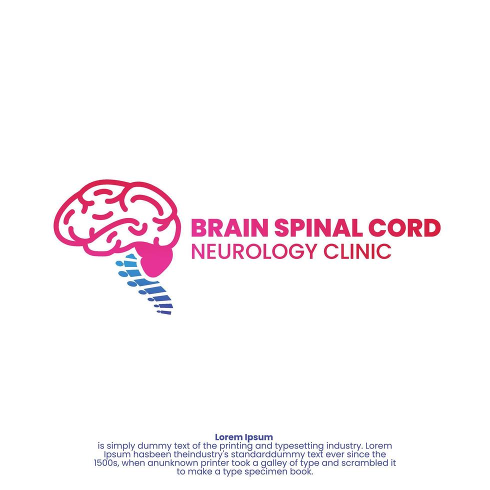 modello di logo con forma del cervello e del midollo spinale vettore