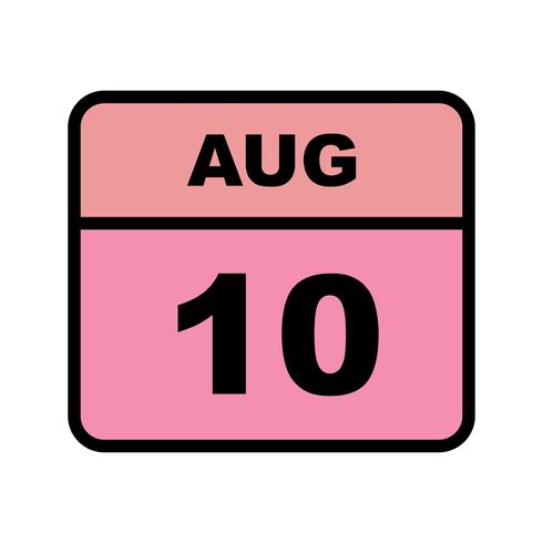 10 agosto Data su un calendario per un solo giorno vettore