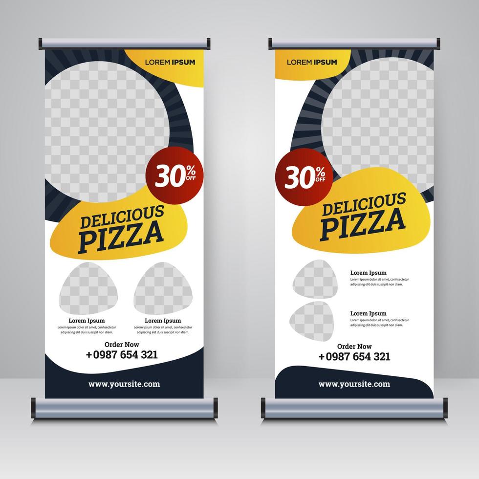 cibo e ristorante roll up banner modello di progettazione vettore