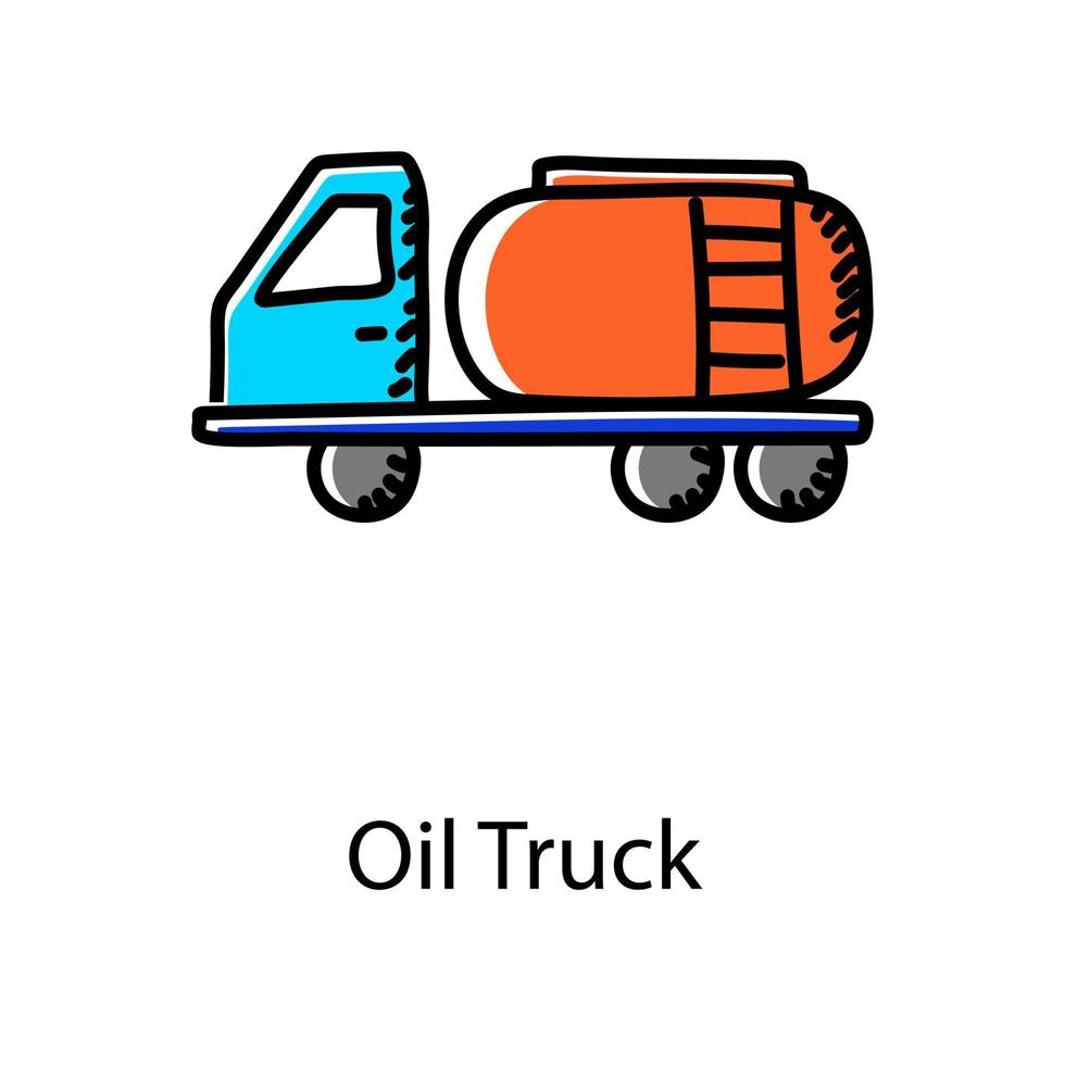 icona di consegna del carburante nel concetto di camion dell'olio in stile piatto vettore