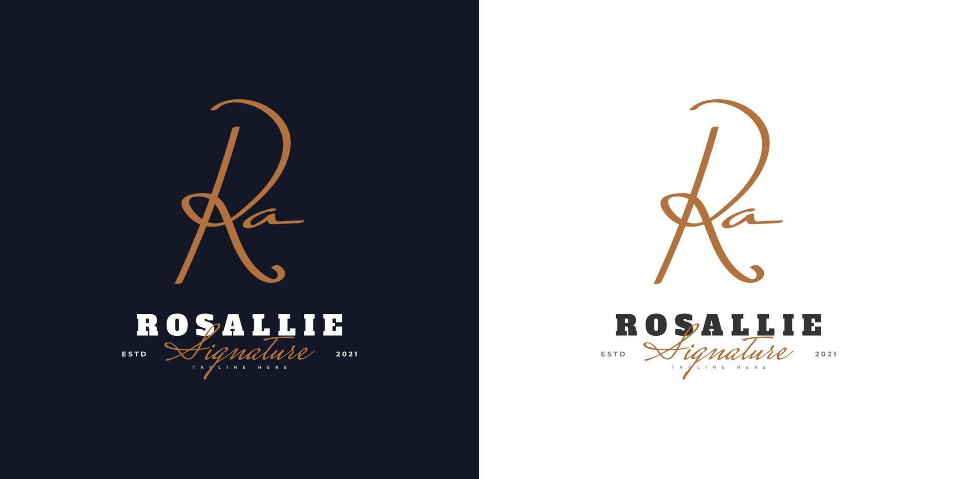 design del logo ra iniziale con stile di scrittura a mano. logo o simbolo della firma ra per matrimonio, moda, gioielli, boutique, botanica, floreale e identità aziendale vettore