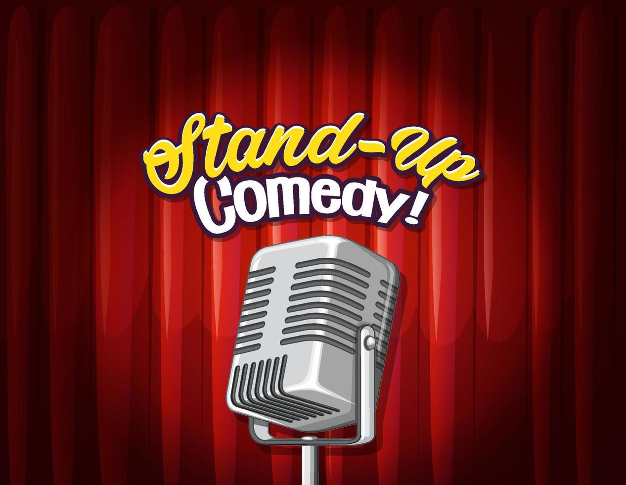 stand up comedy banner con microfono vintage vettore