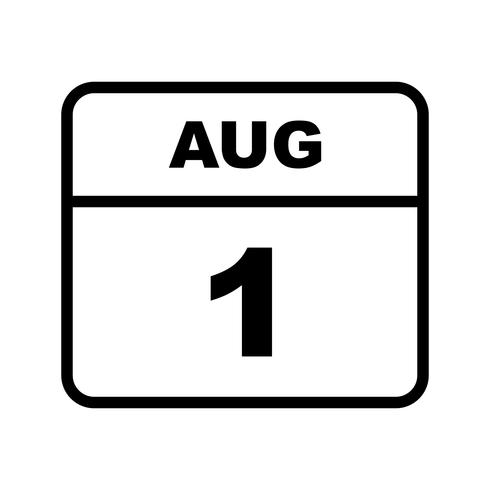 1 ° agosto Data in un giorno unico calendario vettore