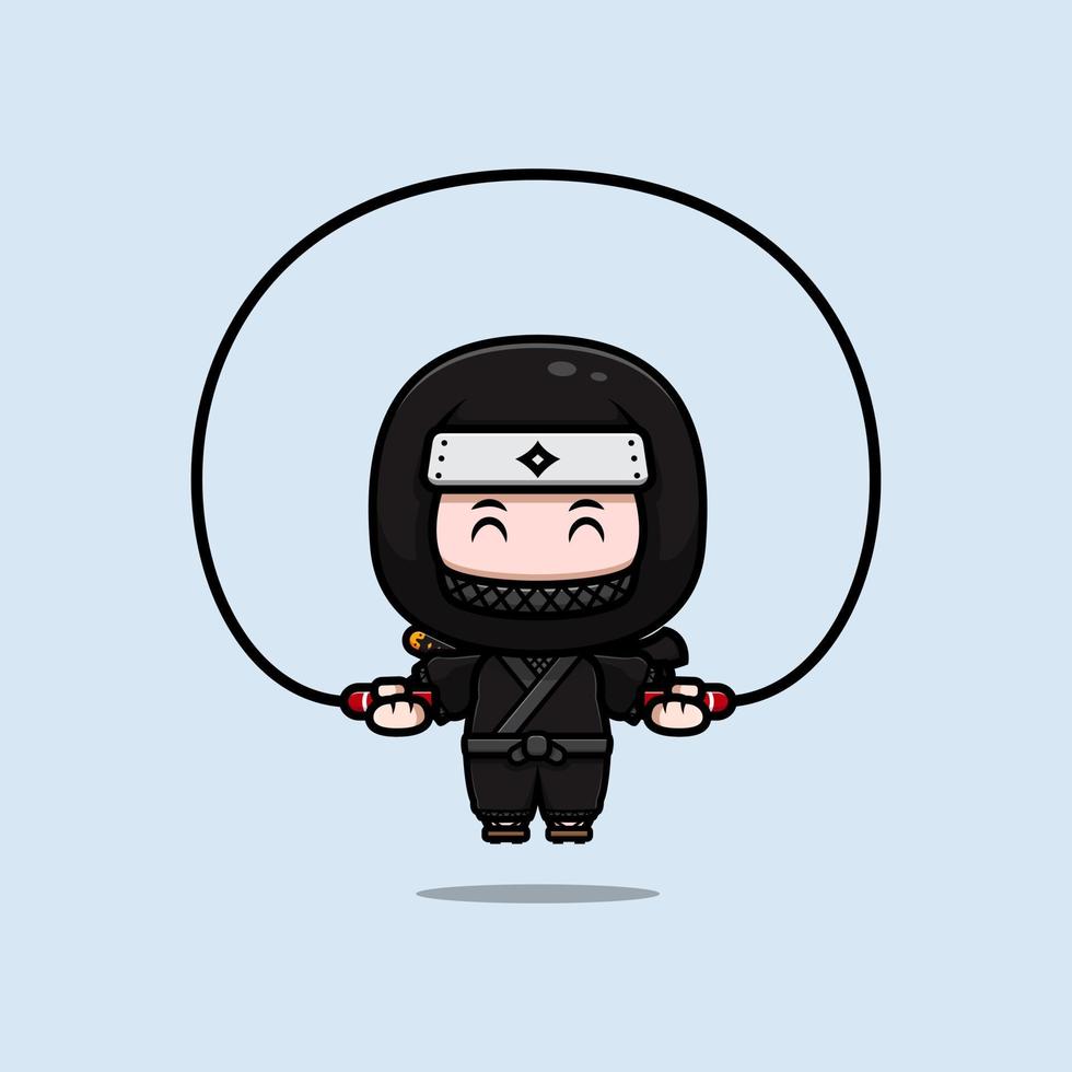 icona di cartone animato carino mascotte ninja. illustrazione del personaggio mascotte kawaii per adesivo, poster, animazione, libro per bambini o altro prodotto digitale e di stampa vettore