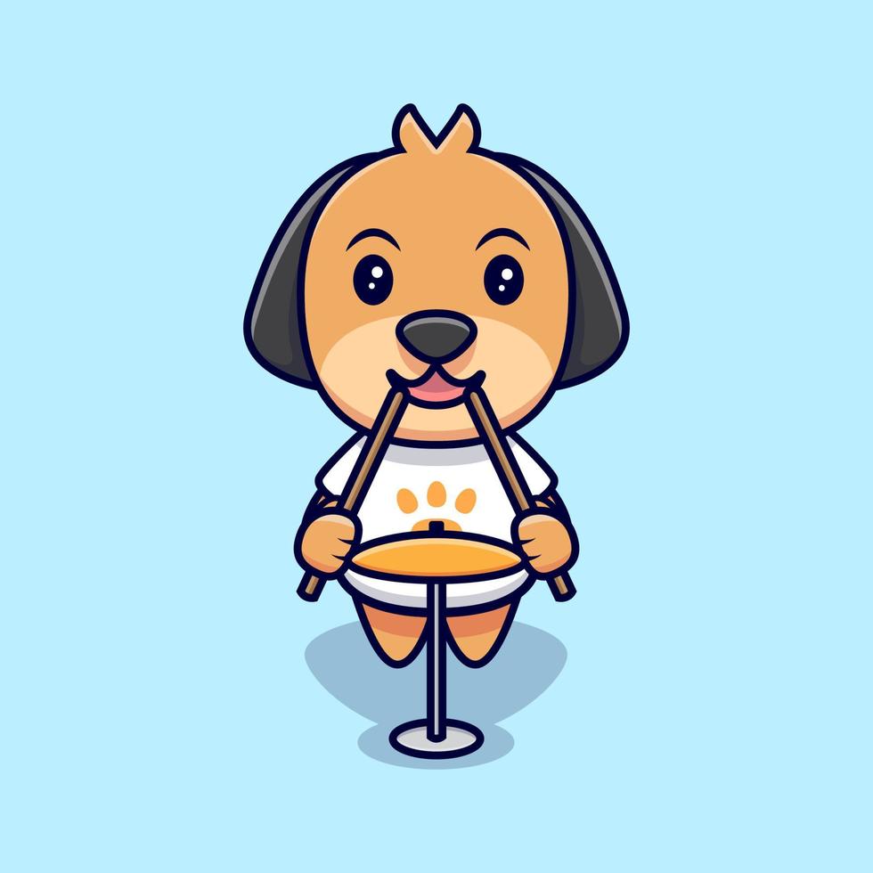simpatico cane che suona uno strumento musicale fumetto icona vettore illustrazione. stile cartone animato piatto