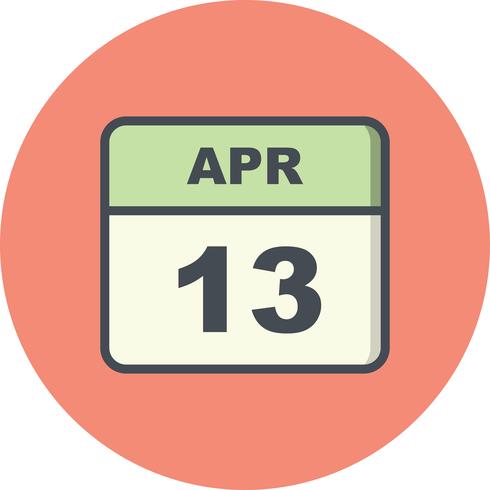 13 aprile Data su un calendario per un solo giorno vettore