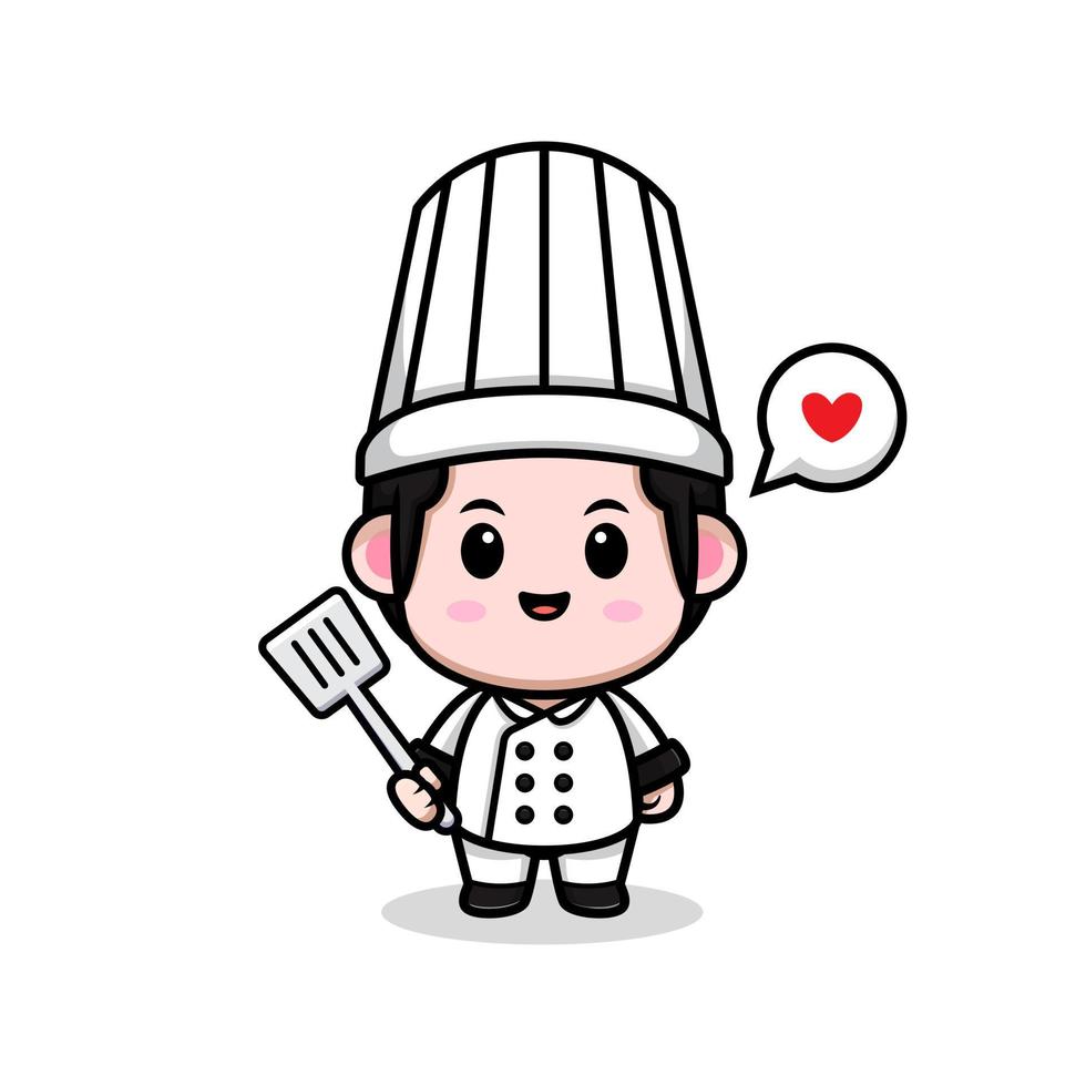 icona del fumetto mascotte chef carino. illustrazione del personaggio mascotte kawaii per adesivo, poster, animazione, libro per bambini o altro prodotto digitale e di stampa vettore