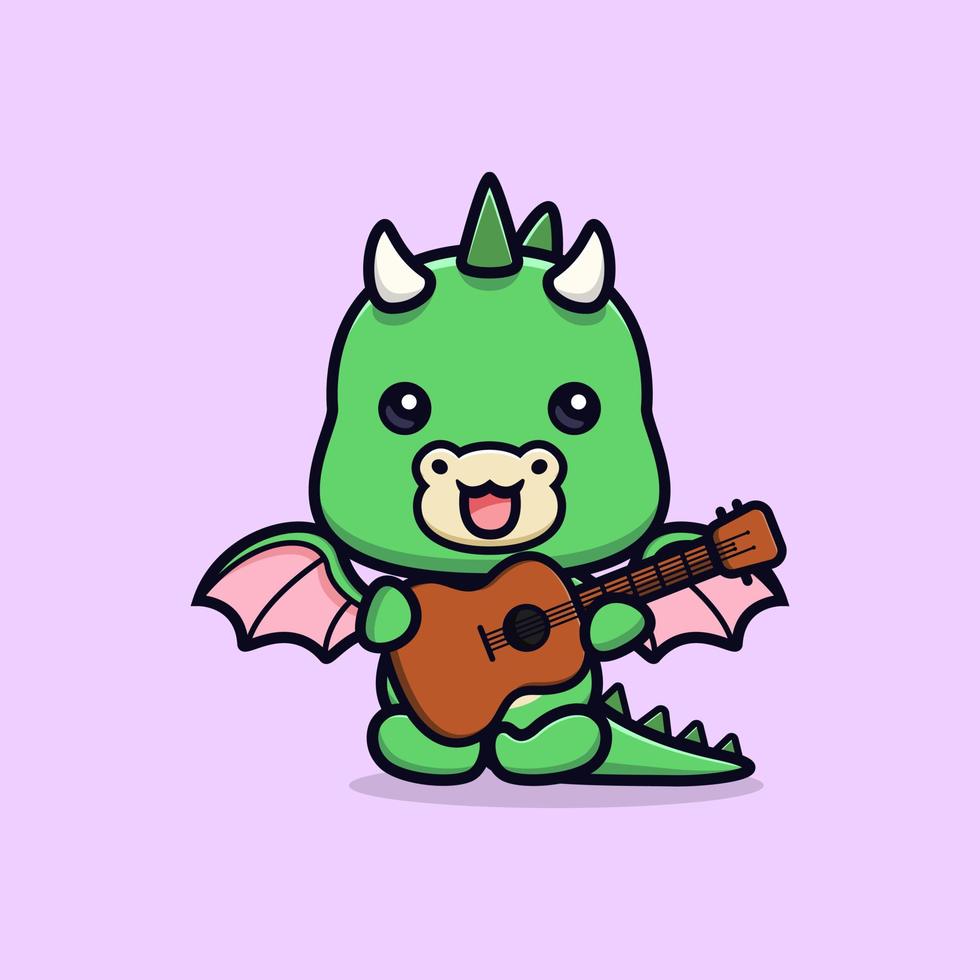 simpatico cucciolo di drago mascotte icona del fumetto. illustrazione del personaggio mascotte kawaii per adesivo, poster, animazione, libro per bambini o altro prodotto digitale e di stampa vettore