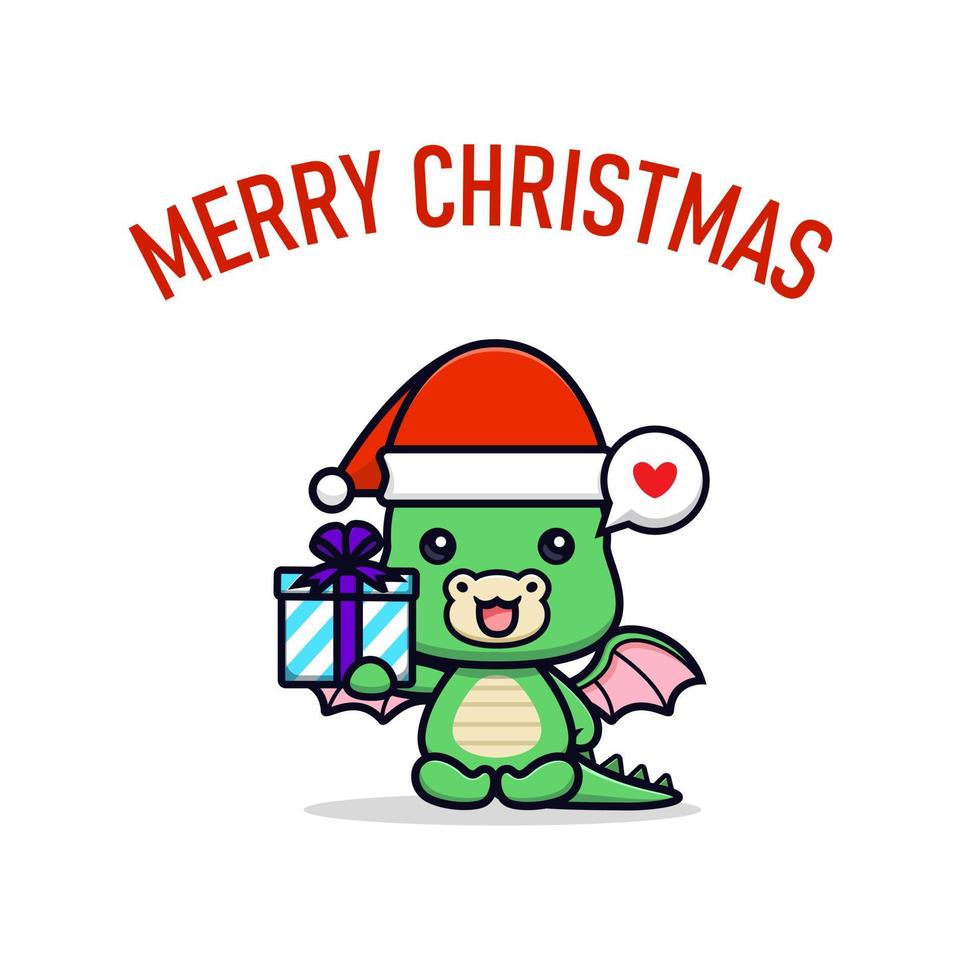 simpatico personaggio mascotte festeggia l'illustrazione della cartolina d'auguri di Natale vettore