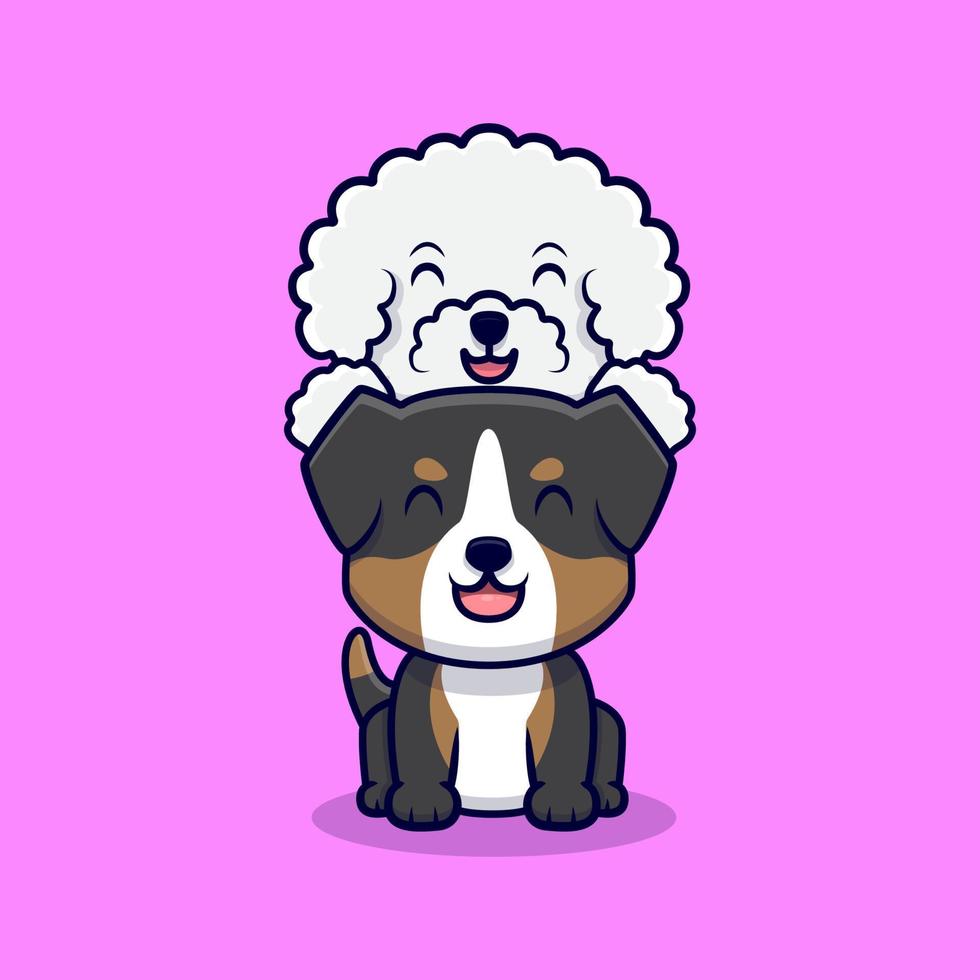 coppia carina cane che gioca icona del fumetto illustrazione vettore
