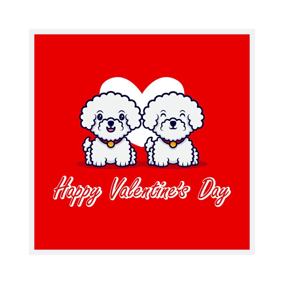 biglietto di auguri di buon San Valentino con cane coppia carina vettore