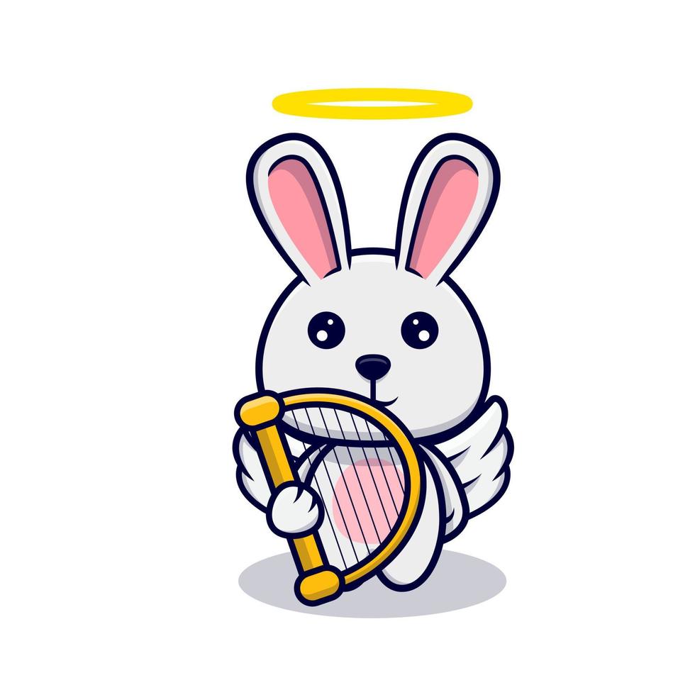 illustrazione dell'icona del design simpatico coniglietto angelo vettore